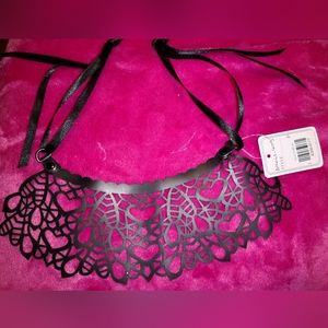 Black leather cut out choker